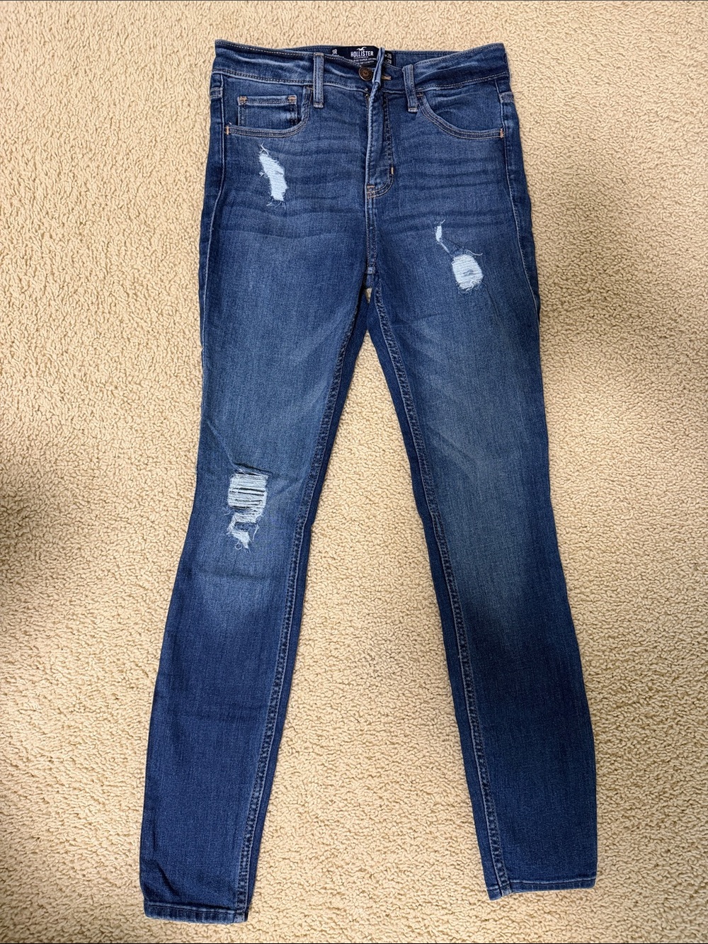 Hollister Dark Blue Distressed Skinny Jeans